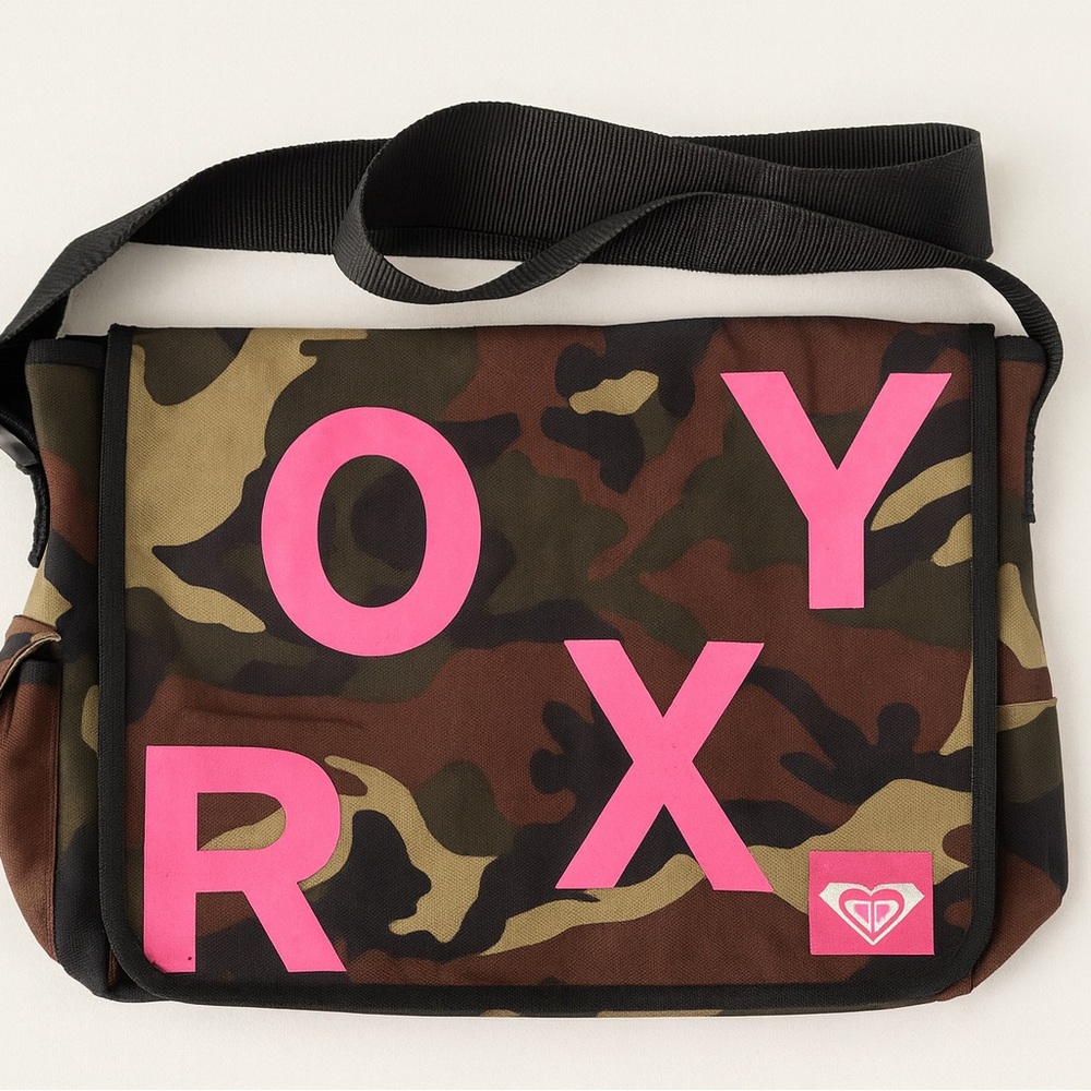 Roxy Camo Messenger Bag Y2K Pink Logo Crossbody